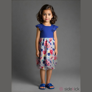 Wonder Nation Girl's Size M (7-8) Blue White Floral Lace Sheer Dress